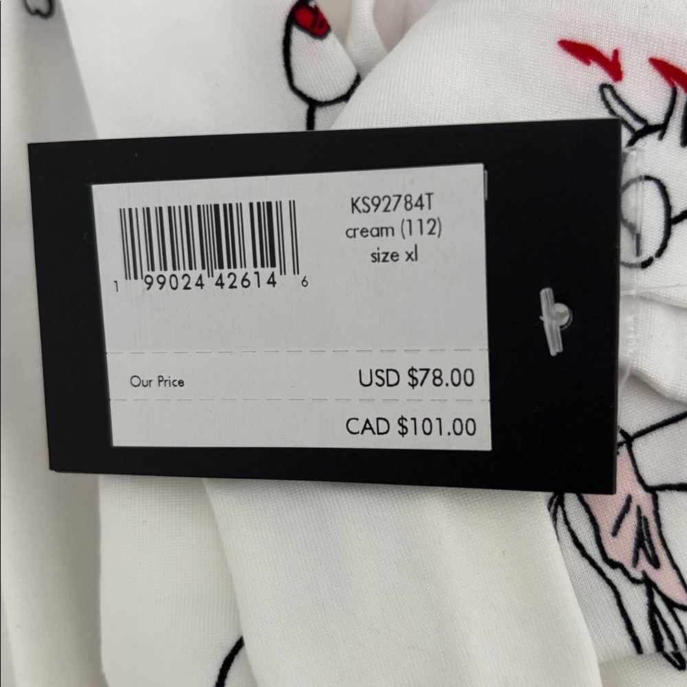 NWT Kate Spade Dog Print Long Sleeve Pajamas Cream, Black and Red Size XL Preppy - Picture 13 of 14
